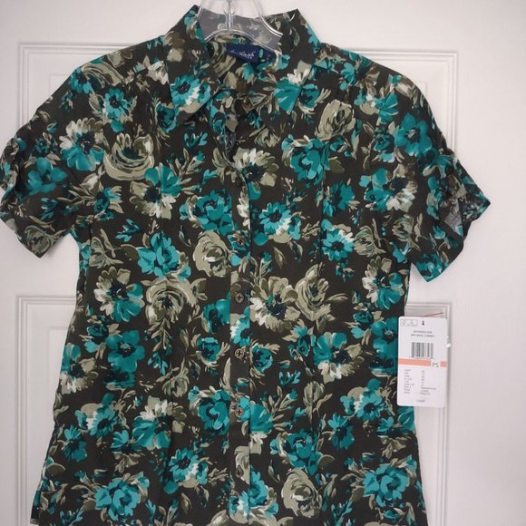 Gloria Vanderbilt Floral Short Sleeve Blouse - Picture 1 of 5
